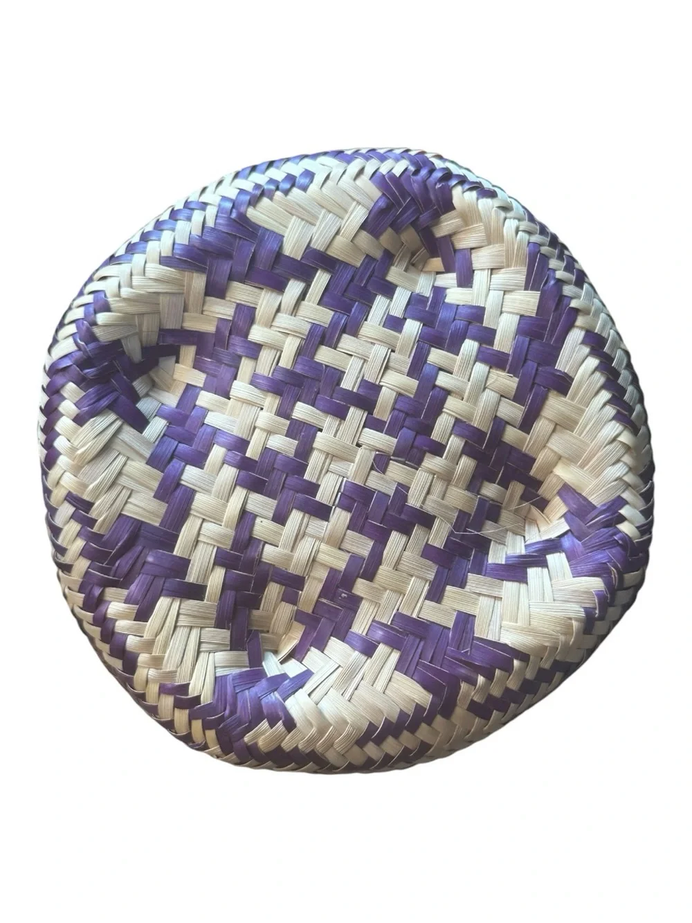 GlobeIn Handwoven Basket w Lid Emilia Garcia Martinez Oaxaca Mexico Purple